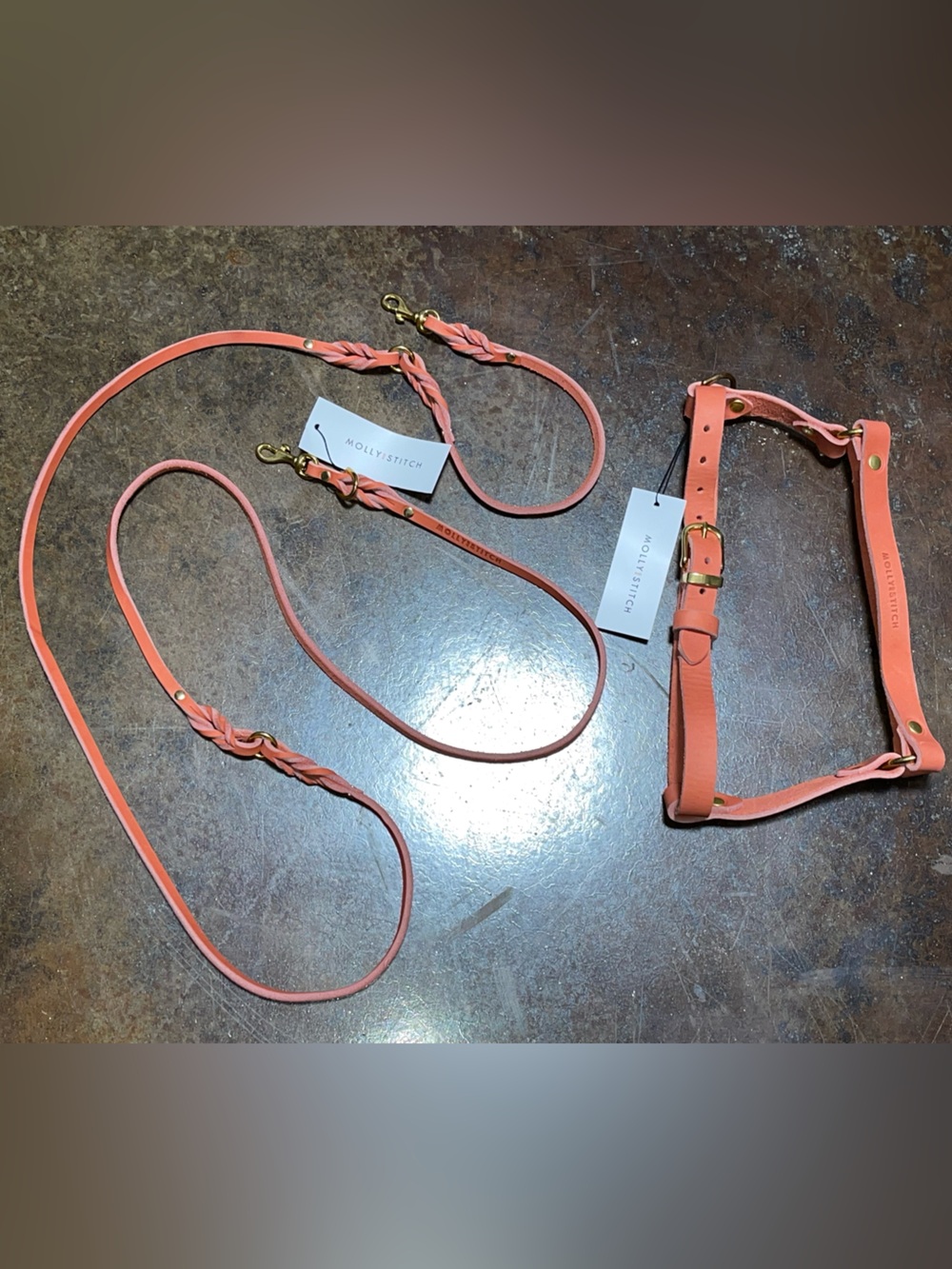 Coral Leather Crossbody Strap and Handle Set